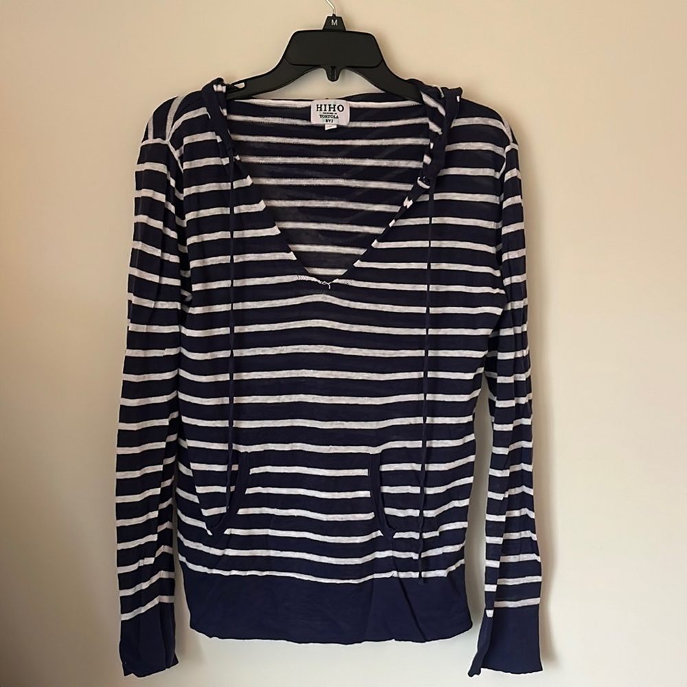 HIHO navy striped medium light hoodie